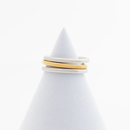 18K Gold PVD Stainless Steel Mixed Metal Triple Intertwined Ring