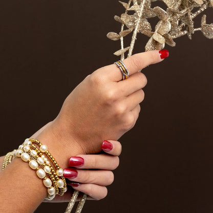 18K Gold PVD Stainless Steel Mixed Metal Triple Intertwined Ring