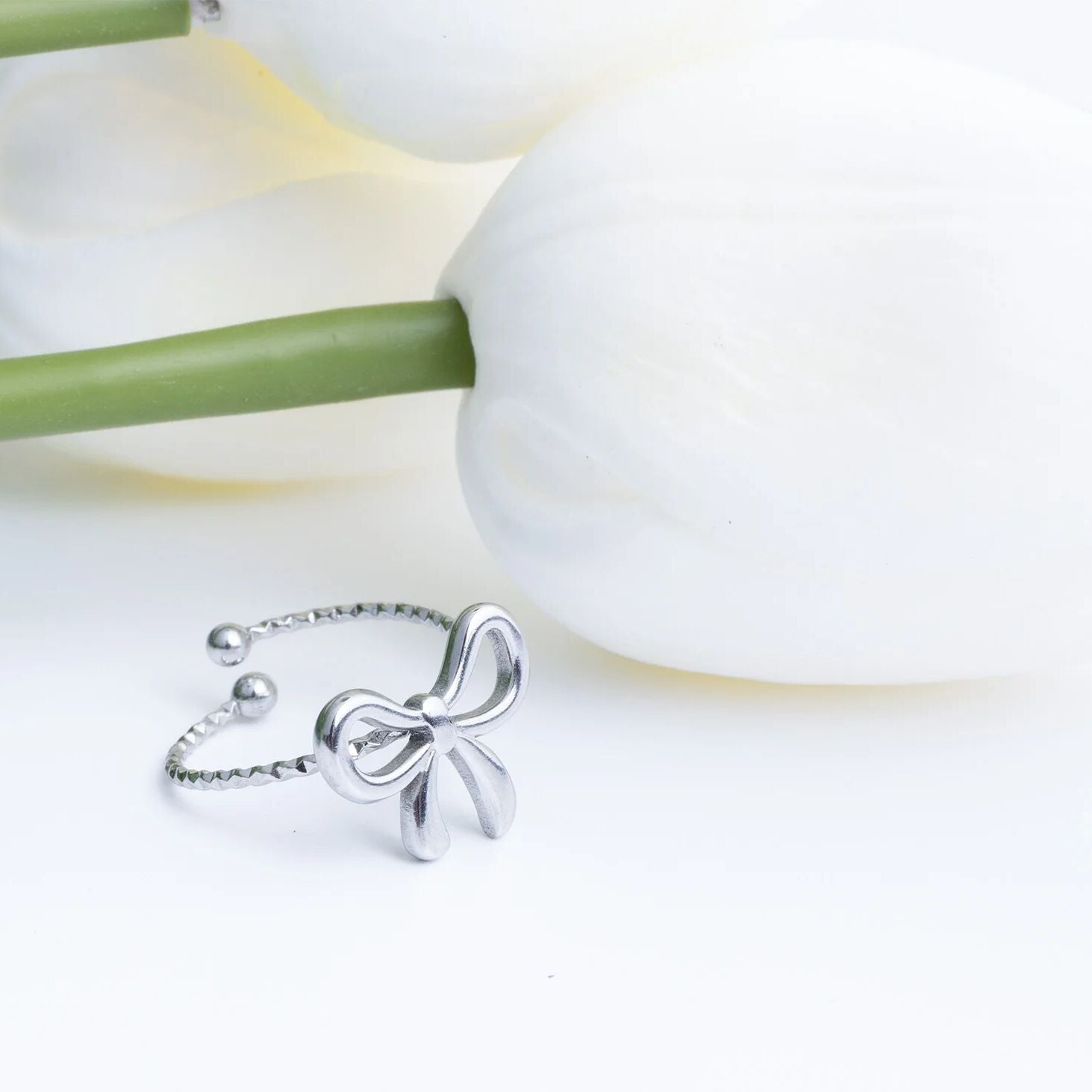 18K Gold PVD Stainless Steel Adjustable Bow Ring