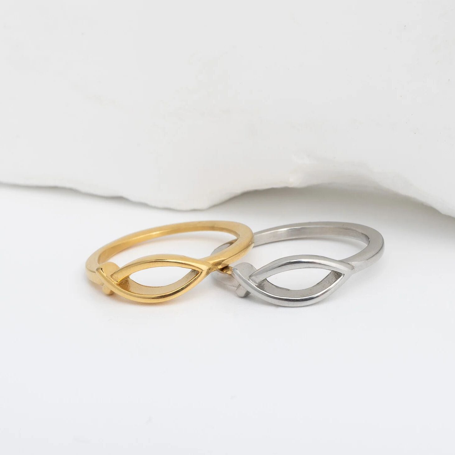 18K Gold PVD Stainless Steel Fish Stacking Ring