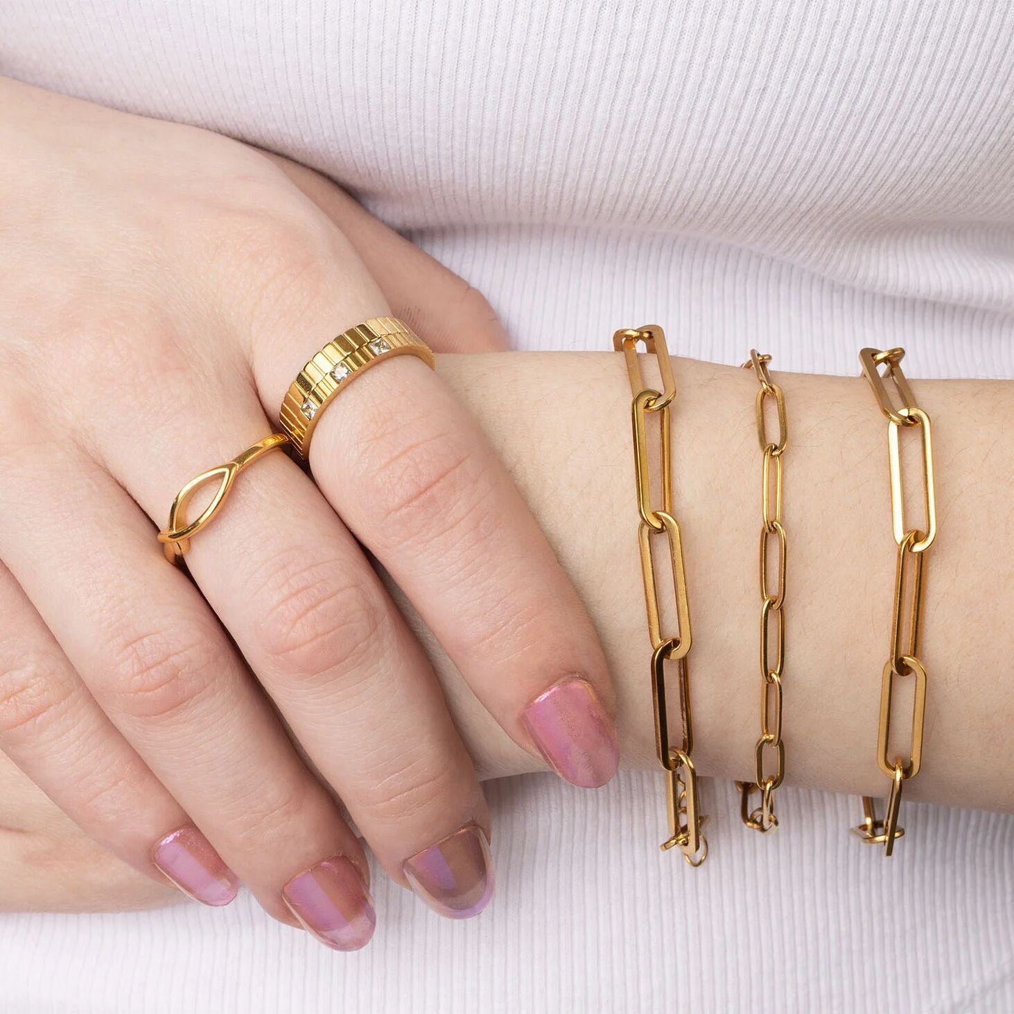 18K Gold PVD Stainless Steel Fish Stacking Ring