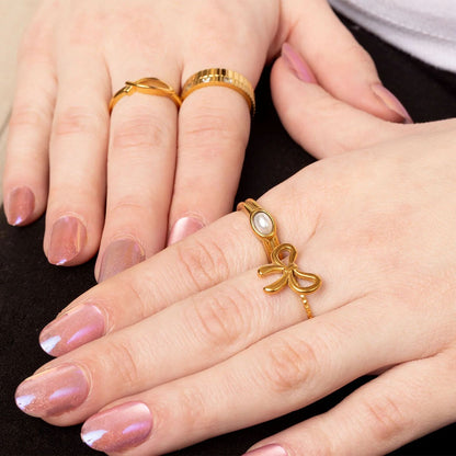 18K Gold PVD Stainless Steel Fish Stacking Ring