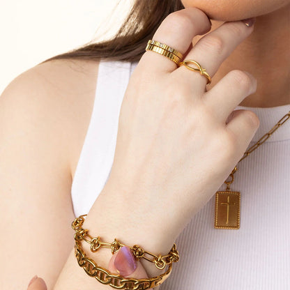 18K Gold PVD Stainless Steel Fish Stacking Ring