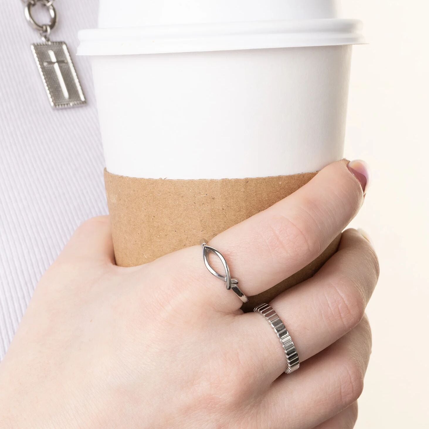 18K Gold PVD Stainless Steel Fish Stacking Ring