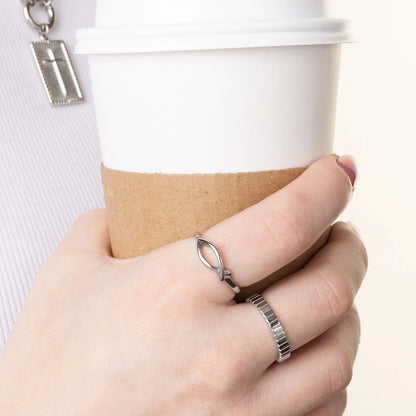 18K Gold PVD Stainless Steel Fish Stacking Ring