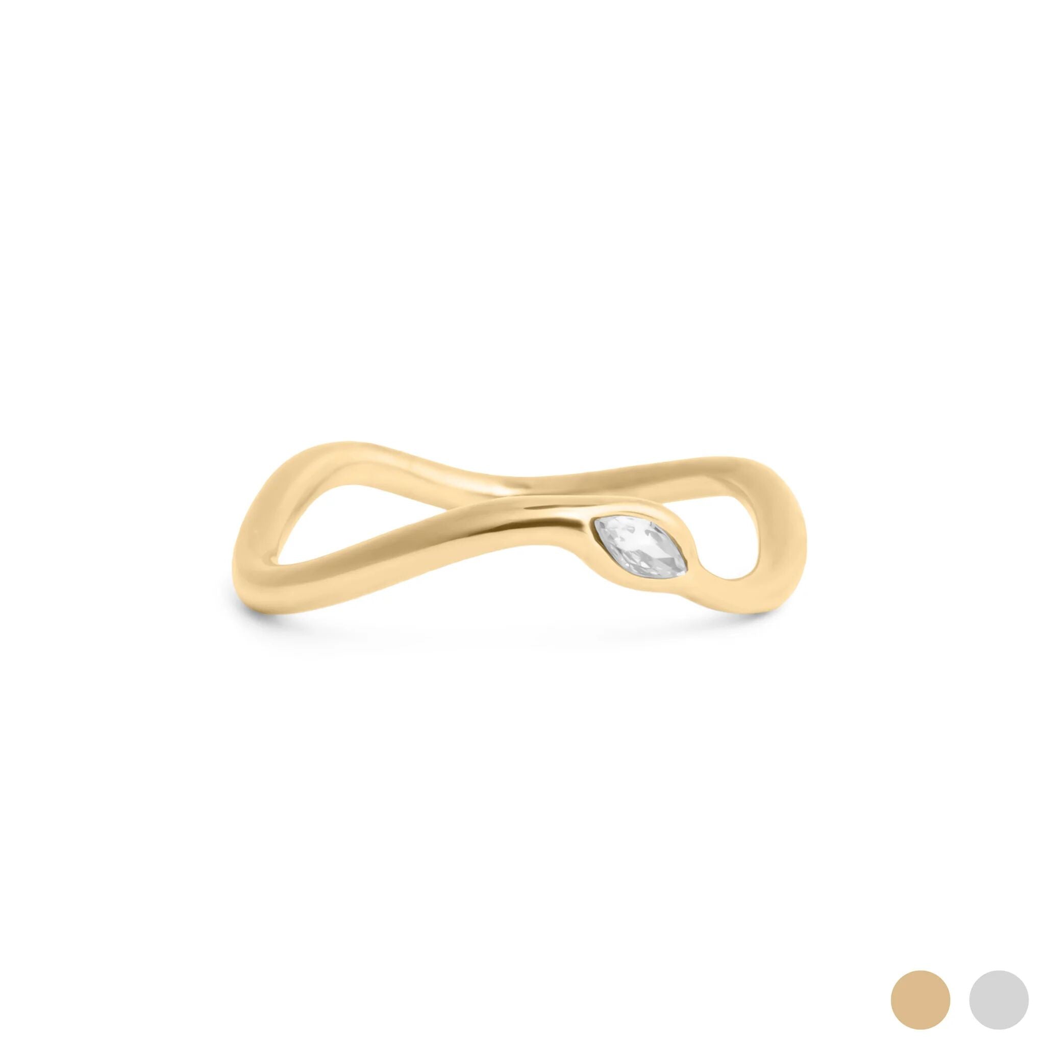 18K Gold PVD Stone Abstract Stacking Ring