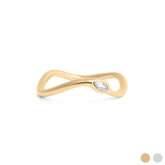 18K Gold PVD Stone Abstract Stacking Ring
