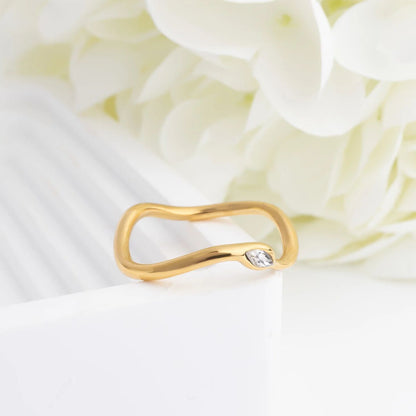 18K Gold PVD Stone Abstract Stacking Ring