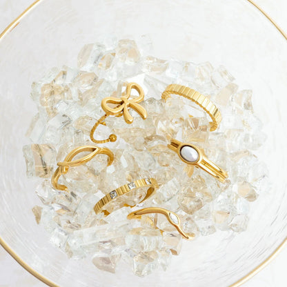 18K Gold PVD Stone Abstract Stacking Ring