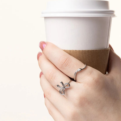 18K Gold PVD Stone Abstract Stacking Ring