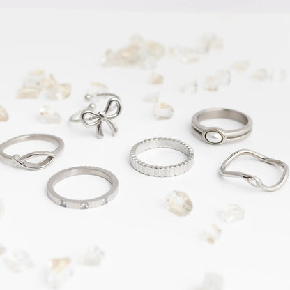 18K Gold PVD Stone Abstract Stacking Ring
