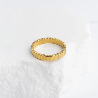 18K Gold PVD Stainless Steel Fluted Stacking Ring