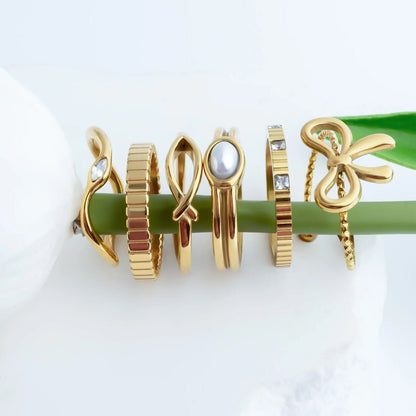 18K Gold PVD Stainless Steel Fluted Stacking Ring