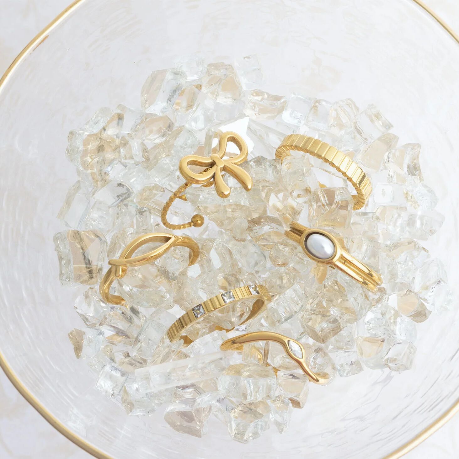 18K Gold PVD Stainless Steel Fluted Stacking Ring