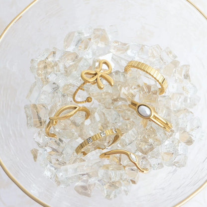 18K Gold PVD Stainless Steel Fluted Stacking Ring