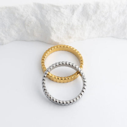 18K Gold PVD Stainless Steel Fluted Stacking Ring