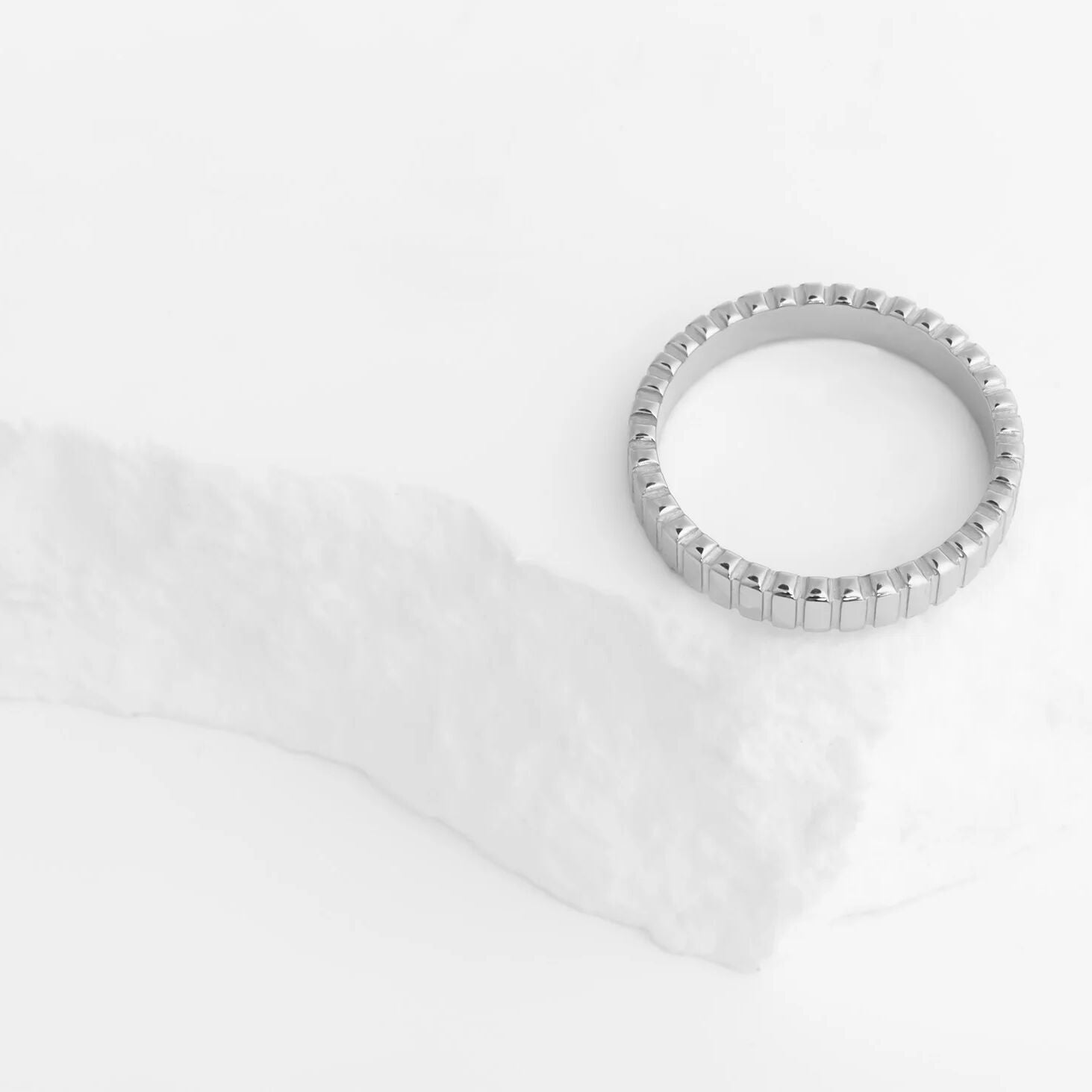 18K Gold PVD Stainless Steel Fluted Stacking Ring