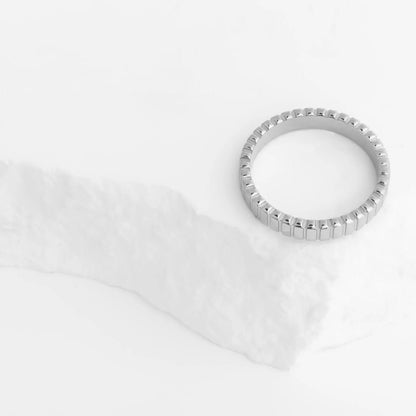 18K Gold PVD Stainless Steel Fluted Stacking Ring