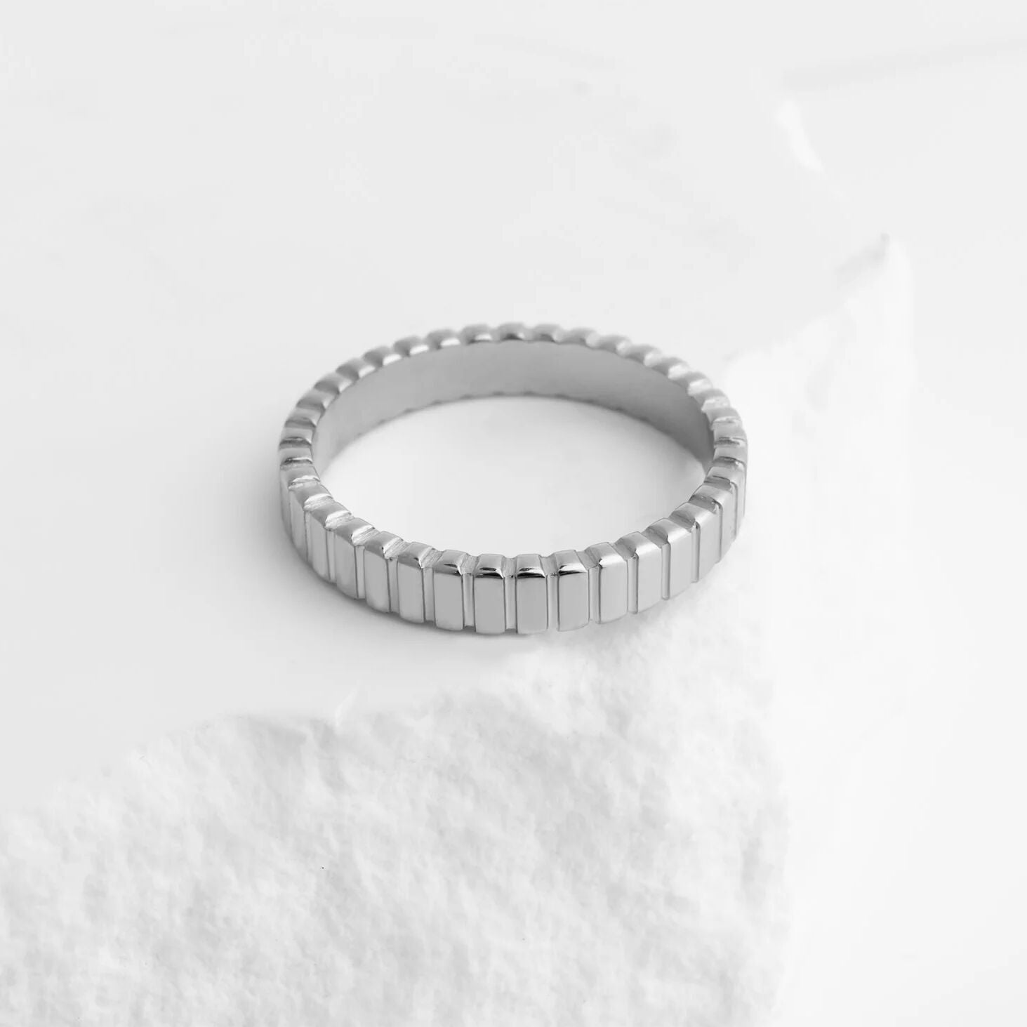 18K Gold PVD Stainless Steel Fluted Stacking Ring