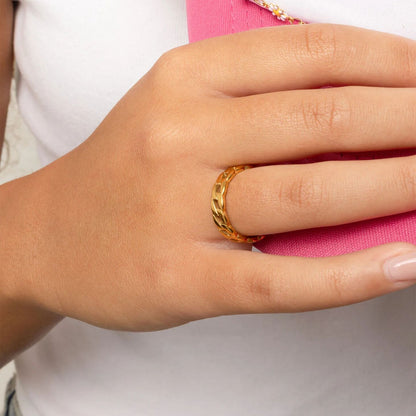 18K Gold PVD Stainless Steel Curb Chain Stacking Ring