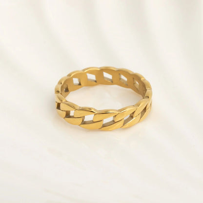 18K Gold PVD Stainless Steel Curb Chain Stacking Ring