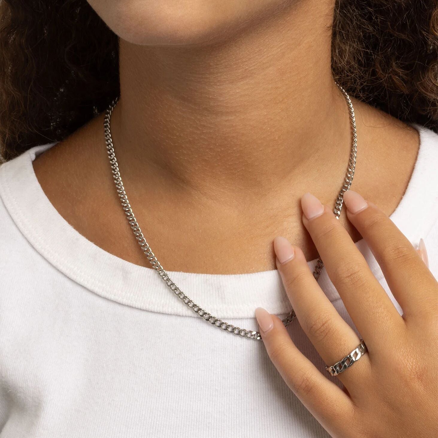 18K Gold PVD Stainless Steel Curb Chain Stacking Ring