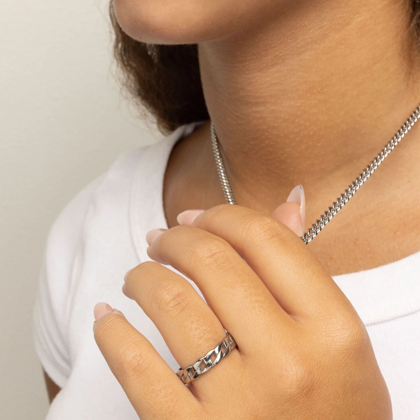 18K Gold PVD Stainless Steel Curb Chain Stacking Ring