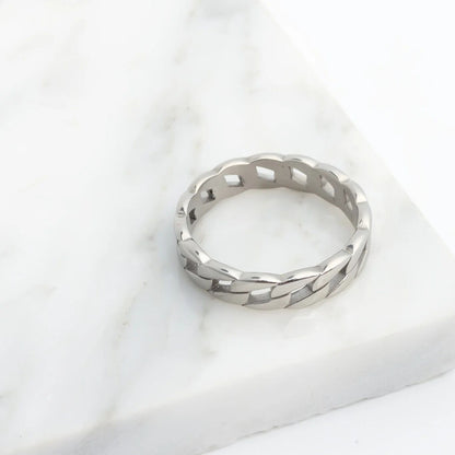18K Gold PVD Stainless Steel Curb Chain Stacking Ring