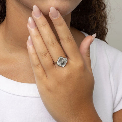 18K Gold PVD Stainless Steel Floral Motif Ring
