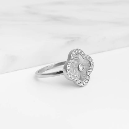 18K Gold PVD Stainless Steel Floral Motif Ring