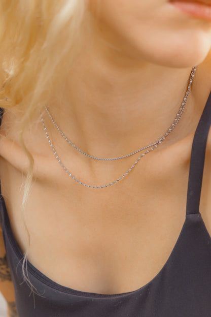 Stainless Steel Twisted Round Link Chain Necklace