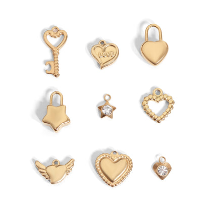 18K Gold PVD Stainless Steel Love & Friendship Charm Set