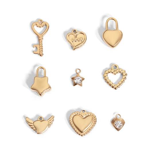 18K Gold PVD Stainless Steel Love & Friendship Charm Set