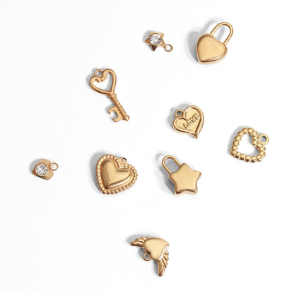 18K Gold PVD Stainless Steel Love & Friendship Charm Set