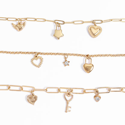 18K Gold PVD Stainless Steel Star Padlock Charm