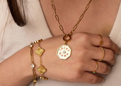 18K Gold PVD Stainless Steel Lucky Mama Charm