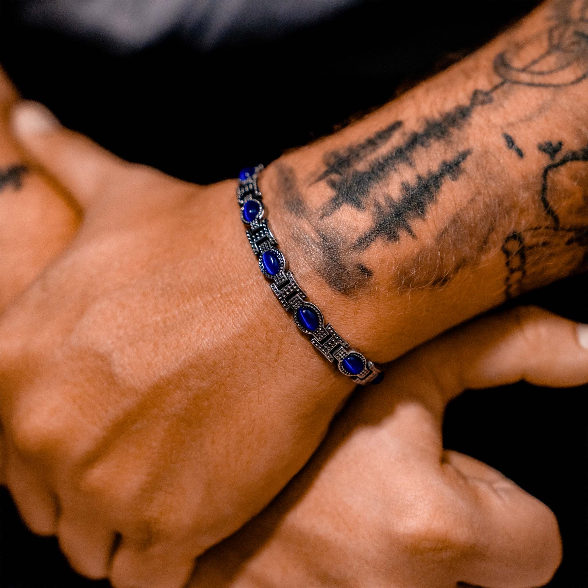 Stainless Steel Blue Stone Magnetic Bracelet