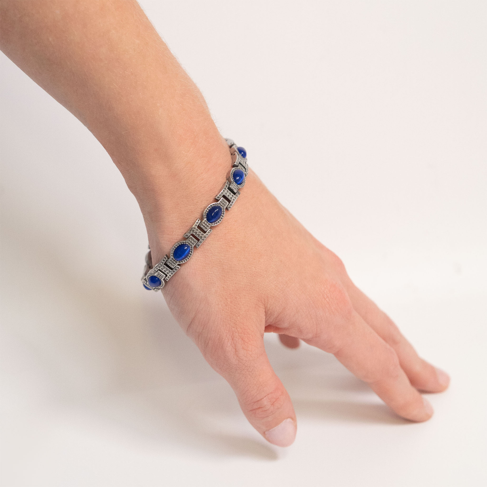 Stainless Steel Blue Stone Magnetic Bracelet