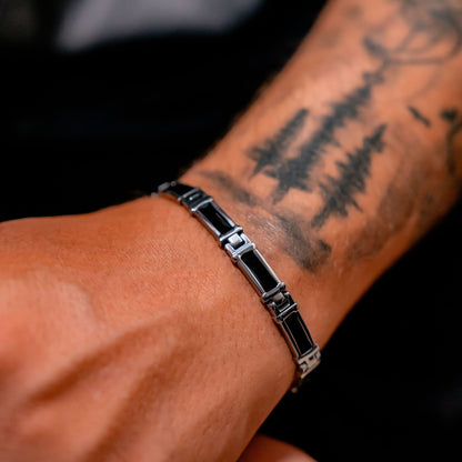 Stainless Steel Black Enamel Magnetic Bracelet