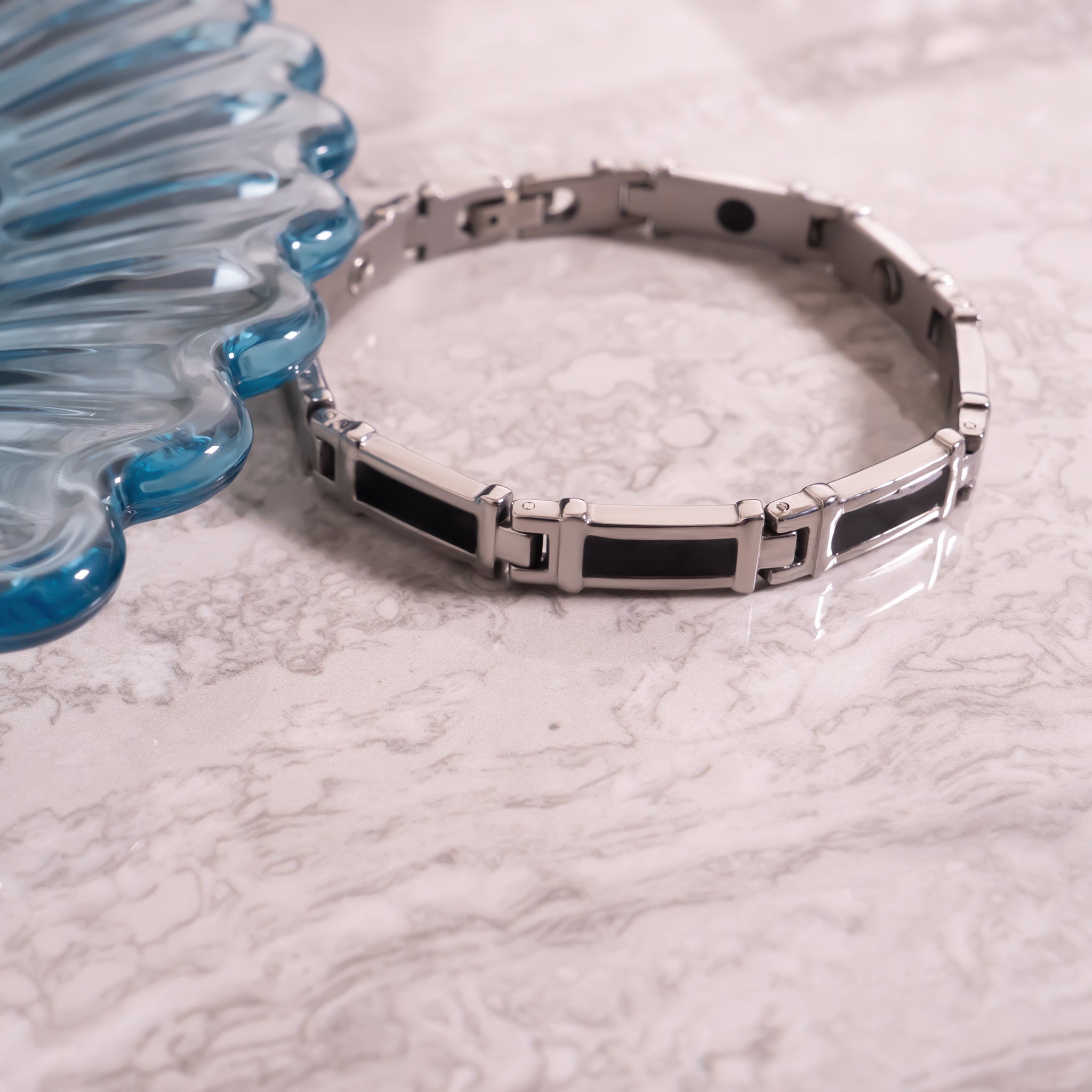 Stainless Steel Black Enamel Magnetic Bracelet