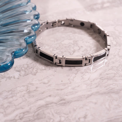 Stainless Steel Black Enamel Magnetic Bracelet
