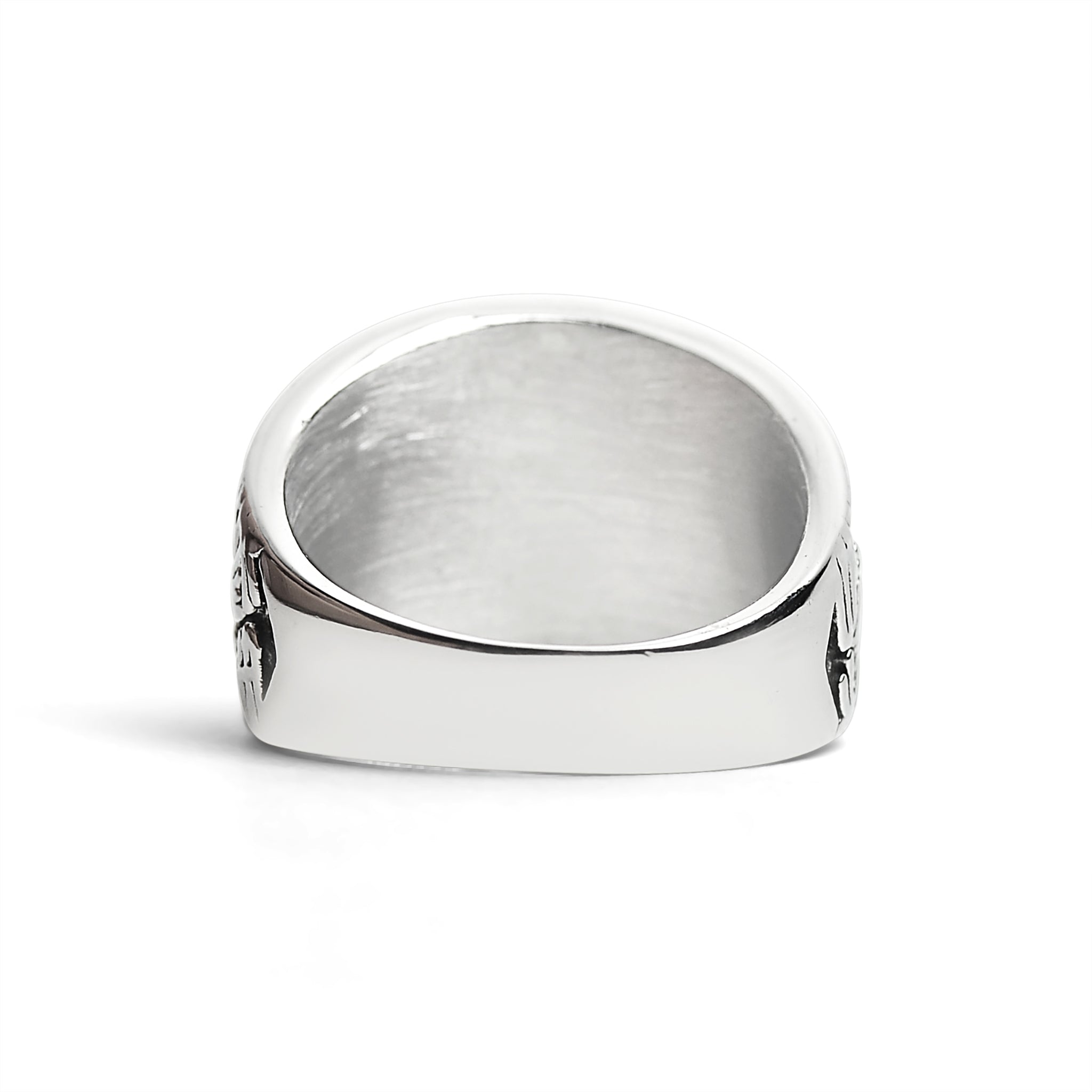 Stainless Steel United States Army Military Men's Ring with Black Stone