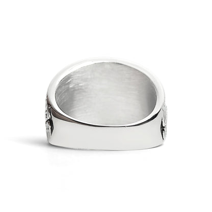 Stainless Steel United States Army Military Men's Ring with Black Stone