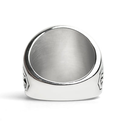 Stainless Steel United States Marine Corp Military Men's Ring with Red Stone