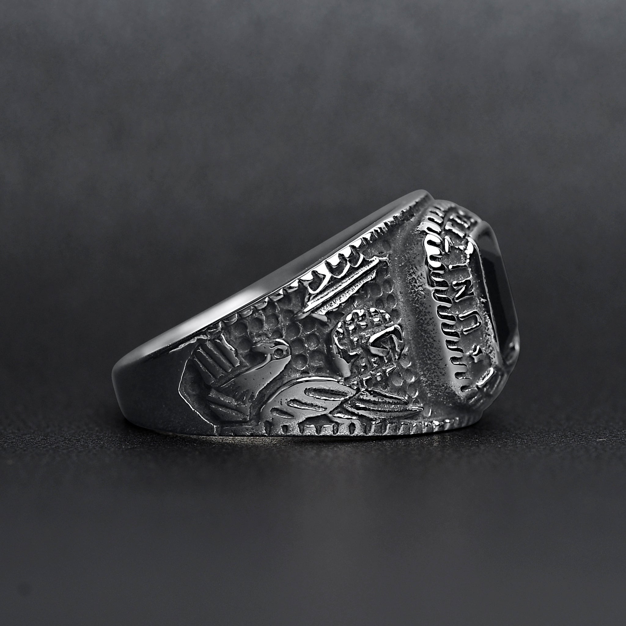 United States Army Stainless Steel With Black Center Stone Women's Ring