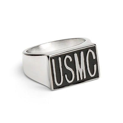 Stainless Steel "USMC" Signet Ring