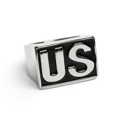 Stainless Steel United States "US" Insignia Signet Ring