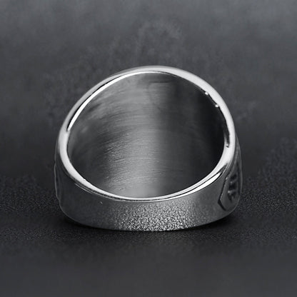 Stainless Steel United States Marine Corp Military Women's Ring with Red Stone
