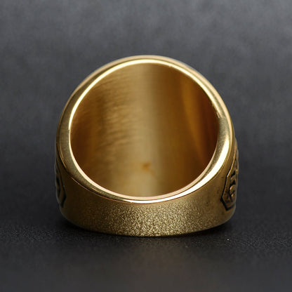 18K Gold PVD Stainless Steel Red Stone United States Marines Ring