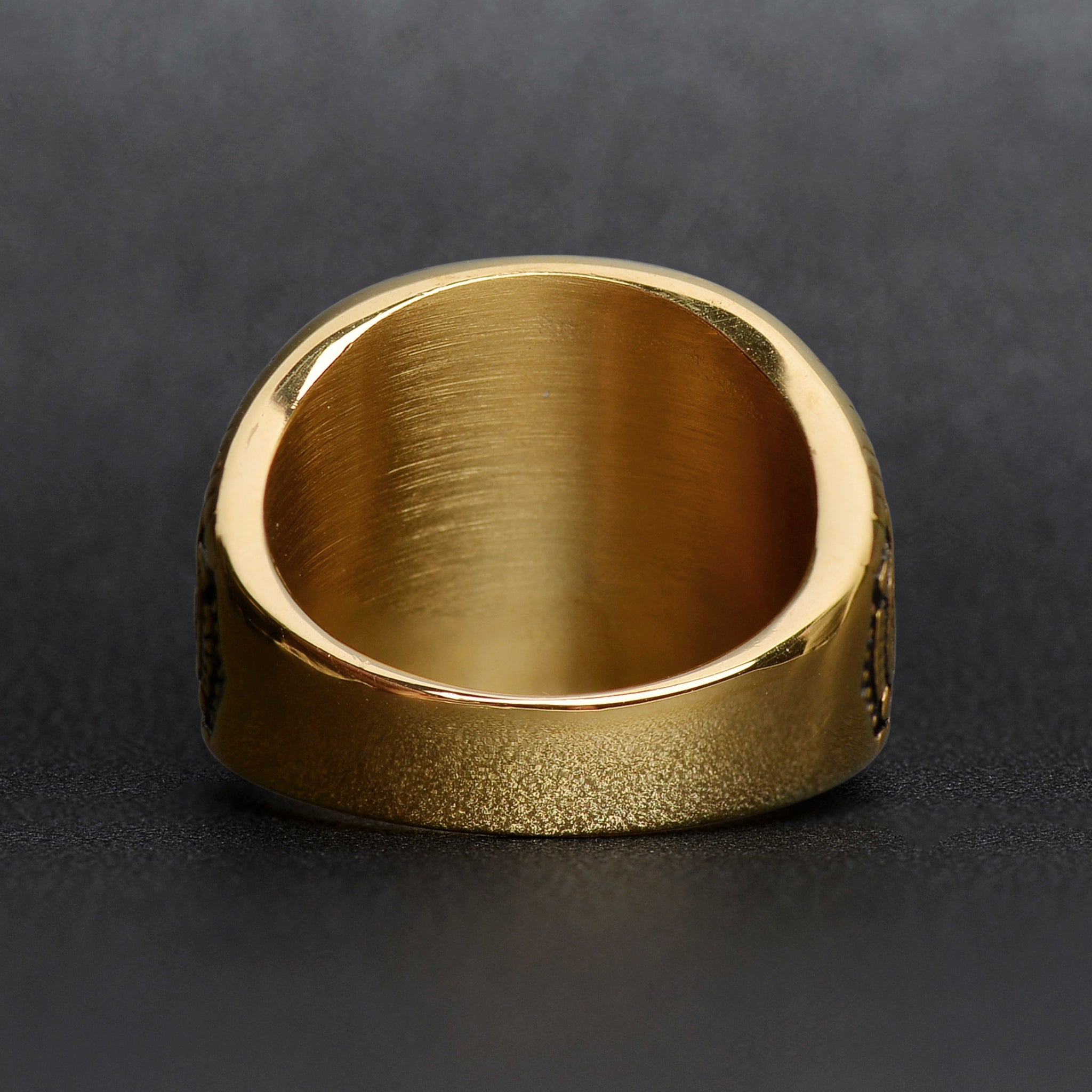 18K Gold PVD Stainless Steel United States Navy Blue Center Stone Ring